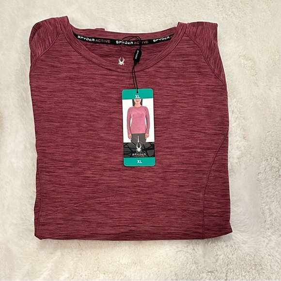 Spyder Ladies' Long Sleeve Brushed Active Top (Pomegranate Heather, Size XL) - Picture 8 of 8